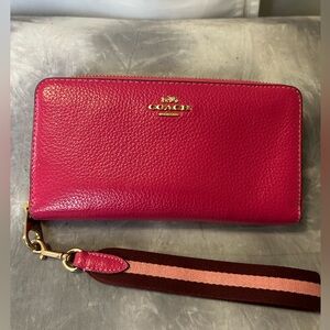 Coach Pink Leather Wristlet